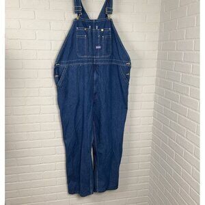 Big Smith Overalls Men 46Wx30L Blue Bibs Chore Work‎ Farm Carpenter Cotton Denim